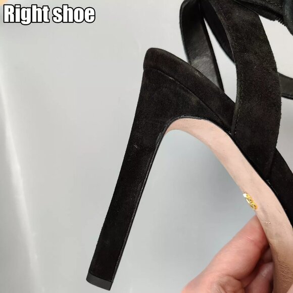 $395 VERONICA BEARD Darcelle Ankle Strap Stiletto Sandals Heels Black Suede 9 - Picture 12 of 16